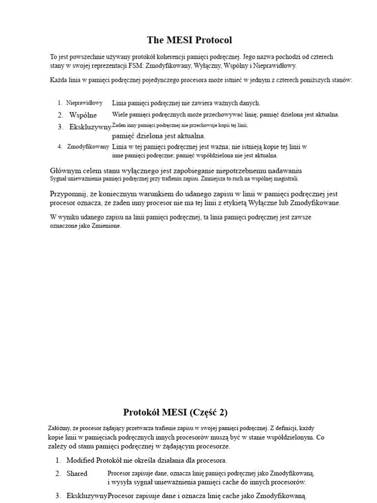 Protokół MESI | PDF