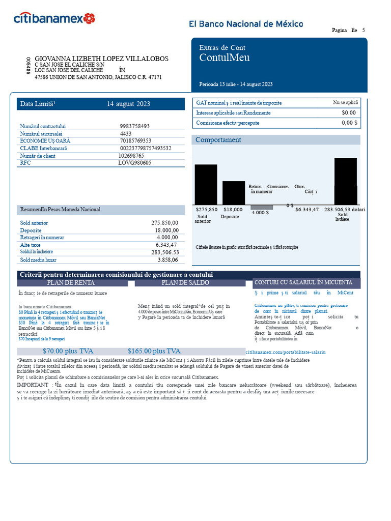 Extras de Cont Bancar Banamex | PDF