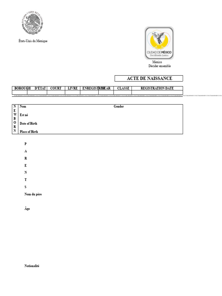 Extrait d'acte de naissance au Mexique | PDF | Certificat de naissance