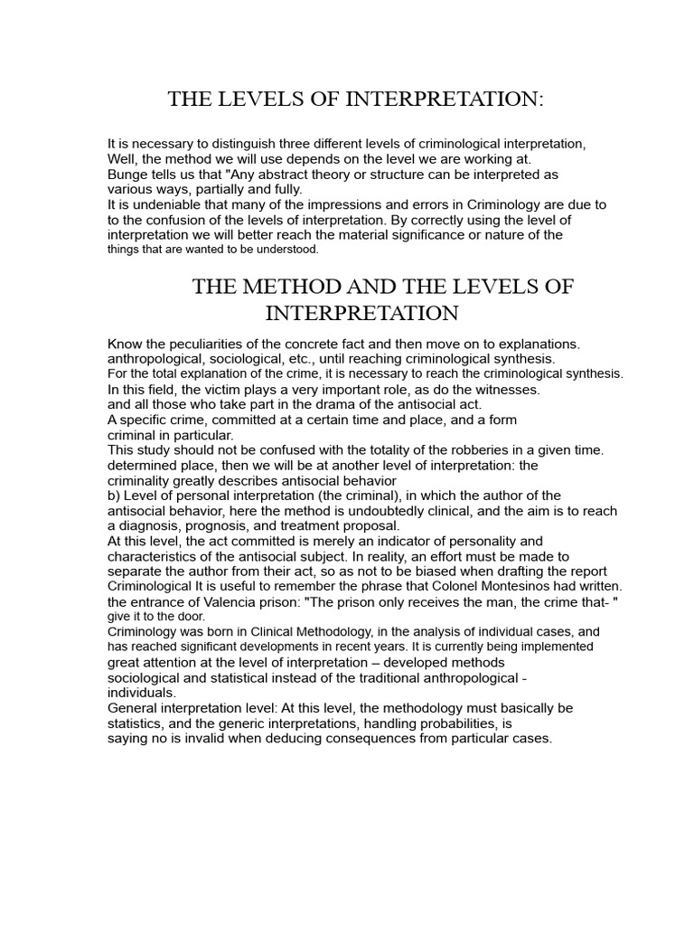 Levels of Criminological Interpretation | PDF | Crimes | Crime & Violence
