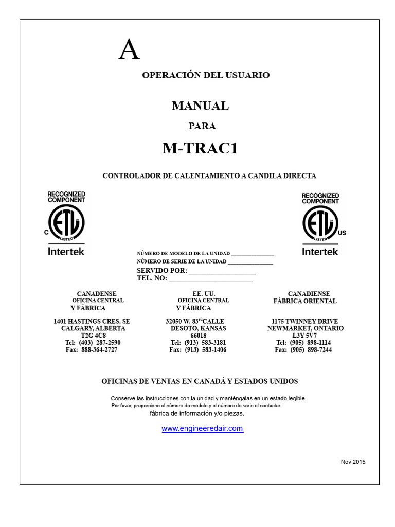 Manual de M-MTRAC 1 | PDF | Termostato | Resistor
