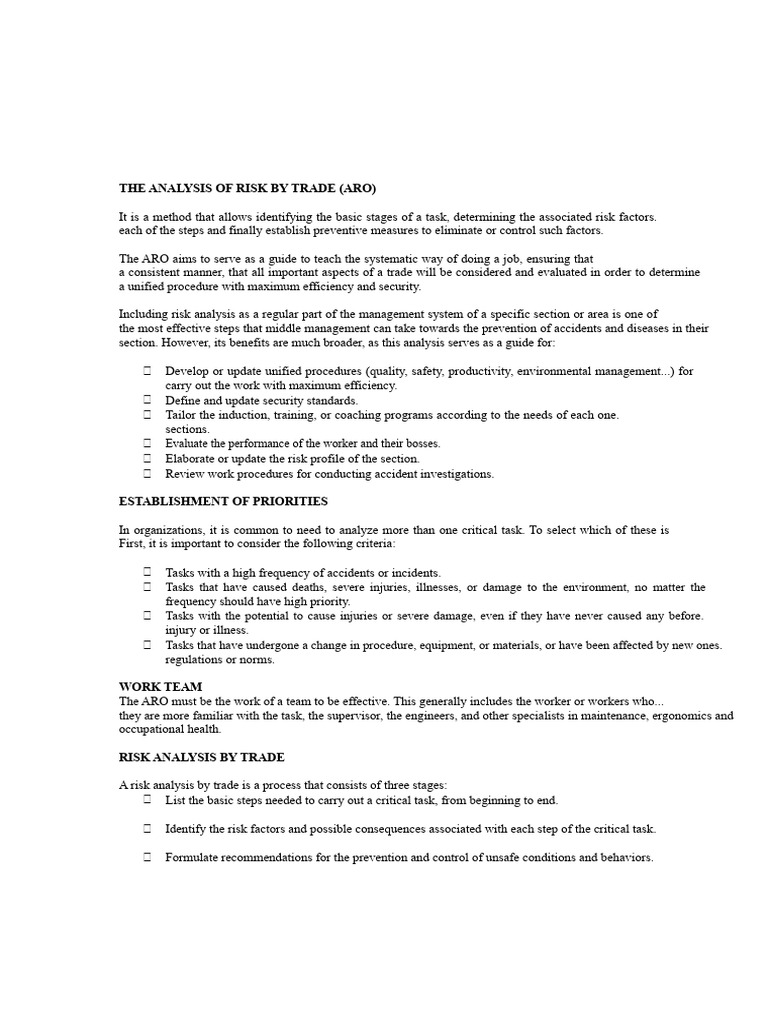 The Risk Analysis by Trade | PDF | Risk | Safety