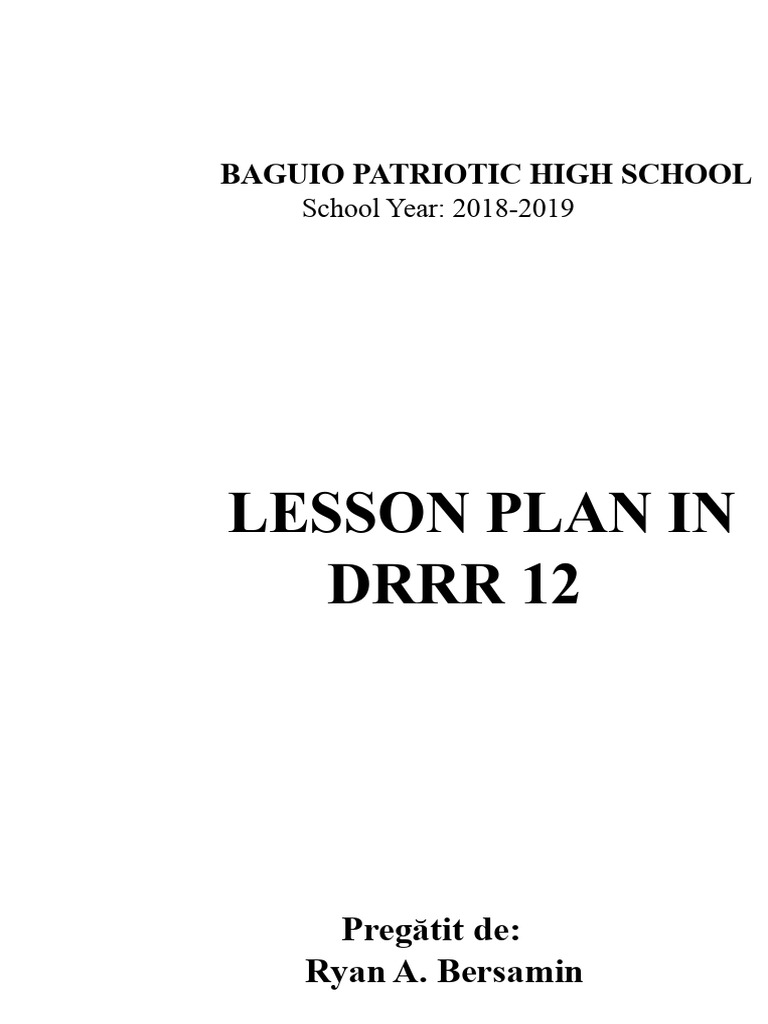 Plan de Lecție În DRRR 12 2018-2019 | PDF