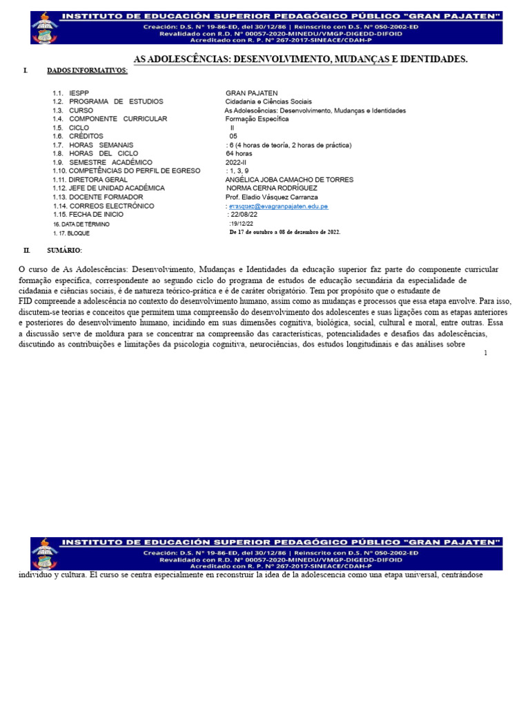 Adolescência: Desenvolvimento e Identidade | PDF | Aprendizado | Pedagogia