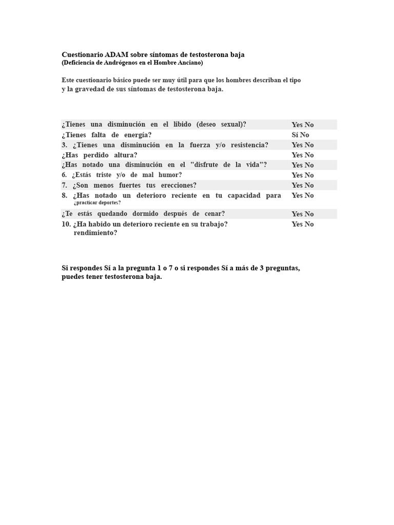 Cuestionario de Adam | PDF