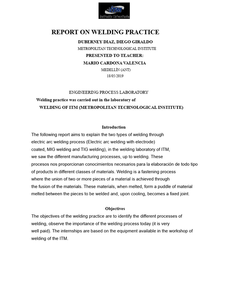 Welding Report | PDF | Welding | Construction