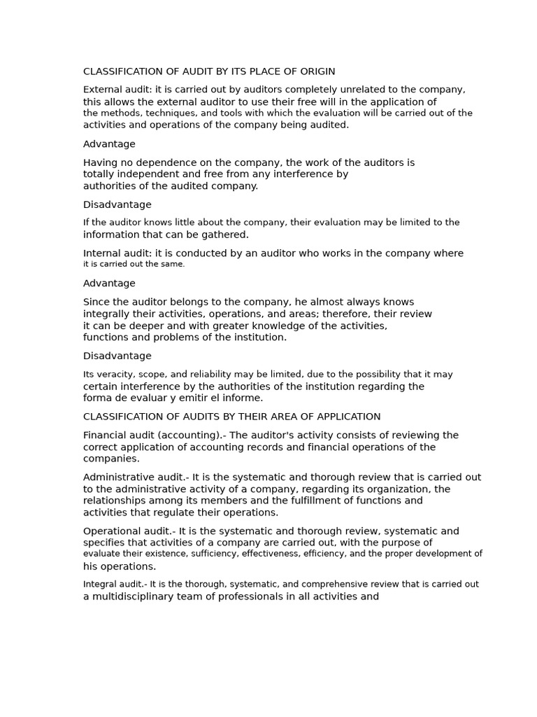 Types and Classifications of Audits | PDF | Audit | Internal Control