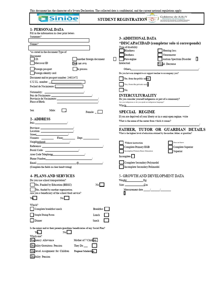 Student Registration Sworn Declaration Form | PDF | Identity Document ...