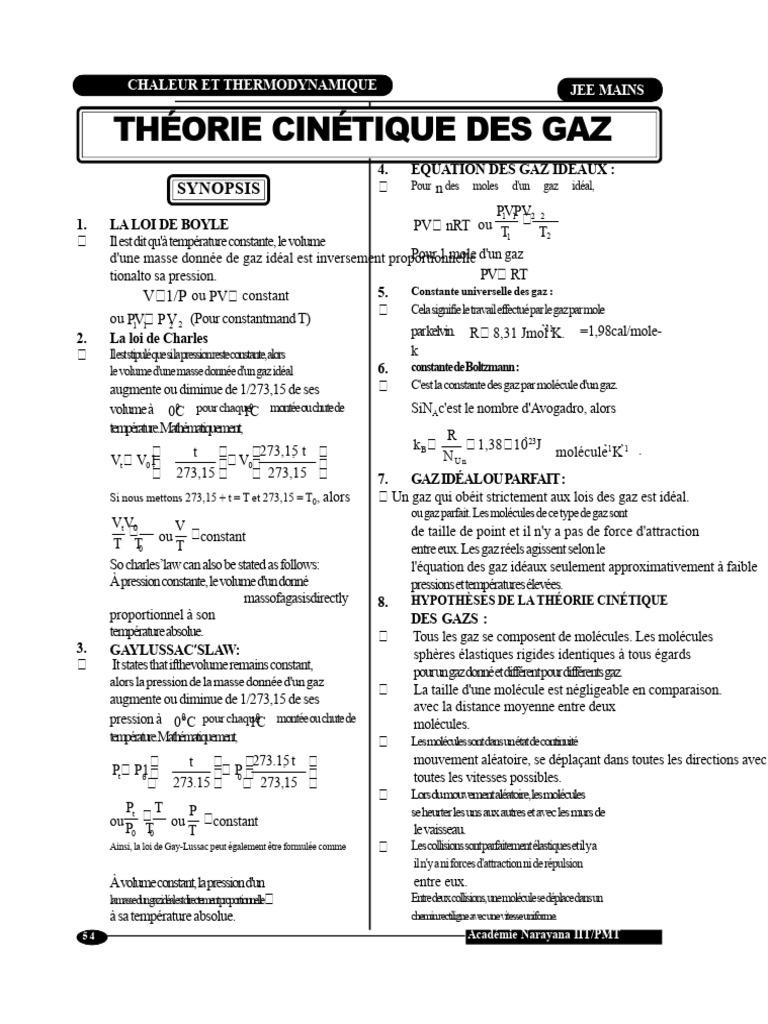 Thermodynamique et Gaz Idéaux | PDF | Capacité thermique | Chaleur