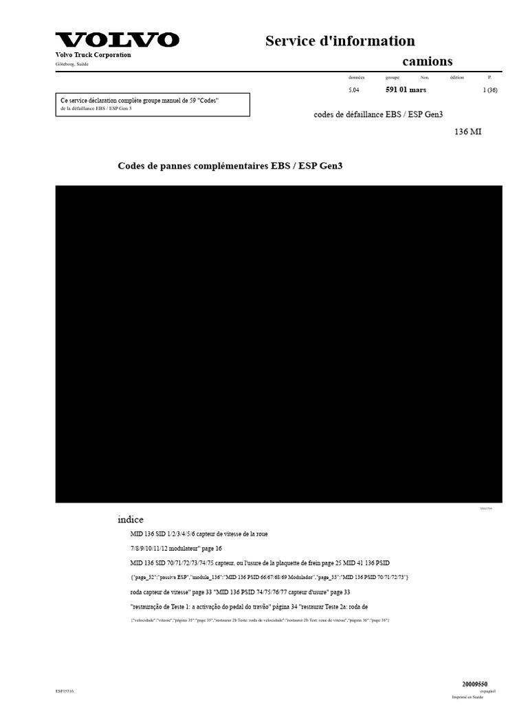 Codes de défaillance EBS/ESP Gen 3 | PDF | Système anti-blocage des ...