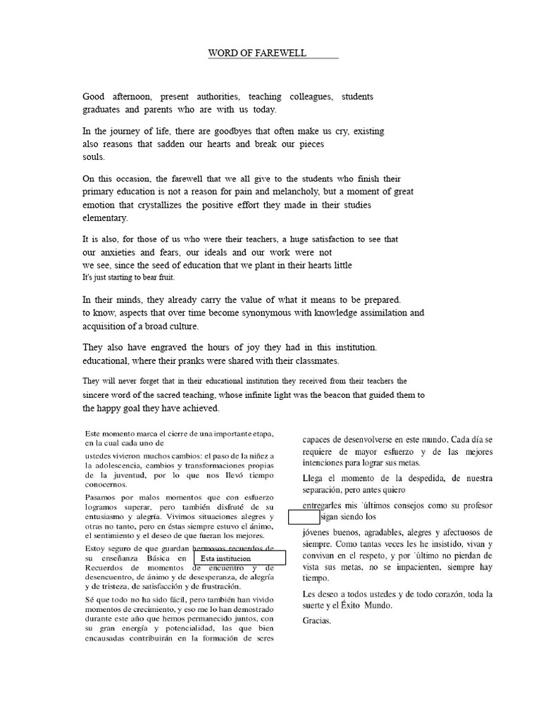 Farewell Words PDF | PDF