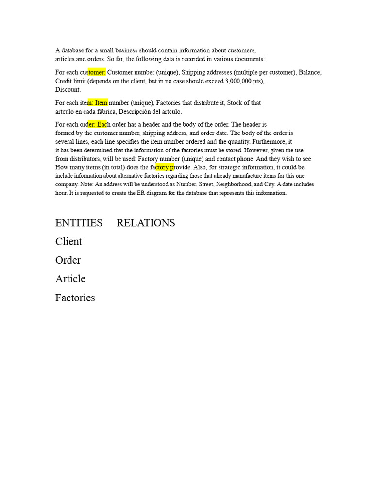 Small Business Database ER Diagram Guide | PDF | Databases | Data ...