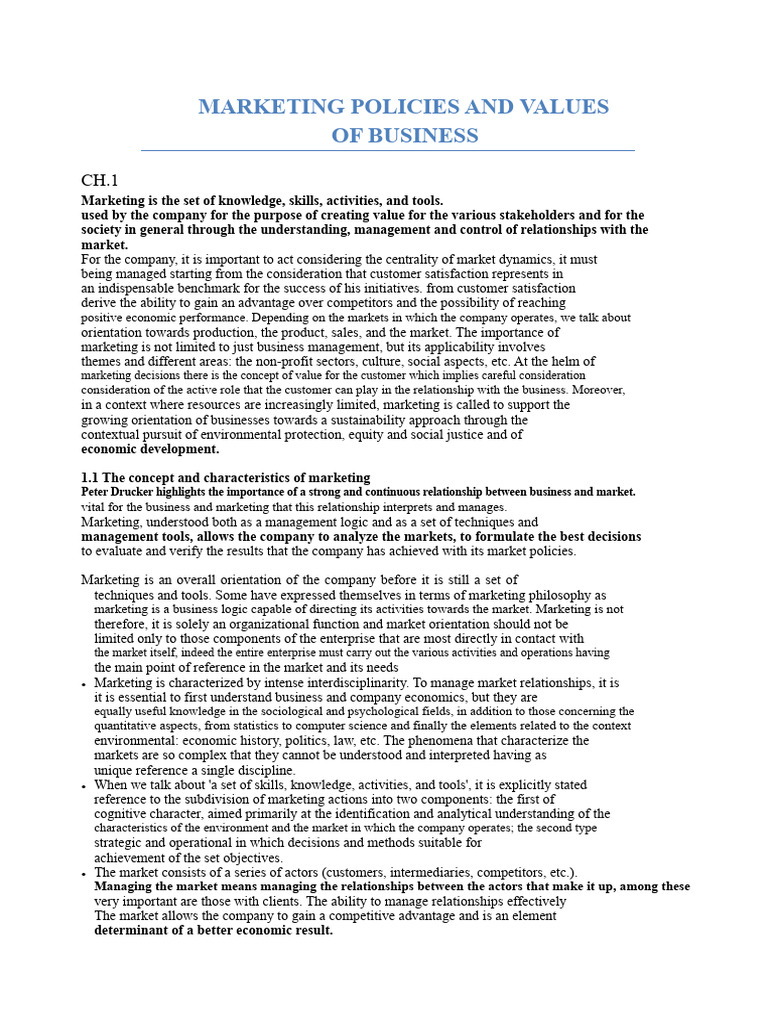 Marketing Policies and Values Explained | PDF | Marketing | Market ...