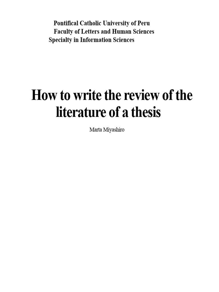 Thesis Literature Review Writing Guide | PDF | Methodology | Bibliography