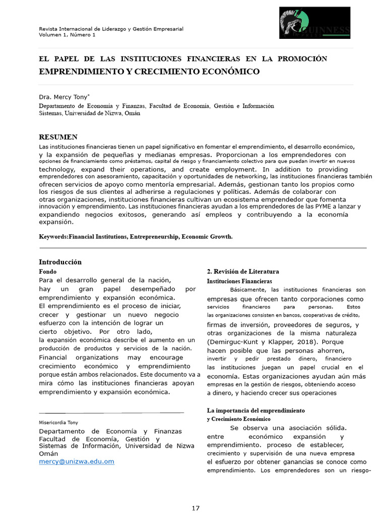 El Rol de Las Instituciones Financieras en Promover en | PDF ...