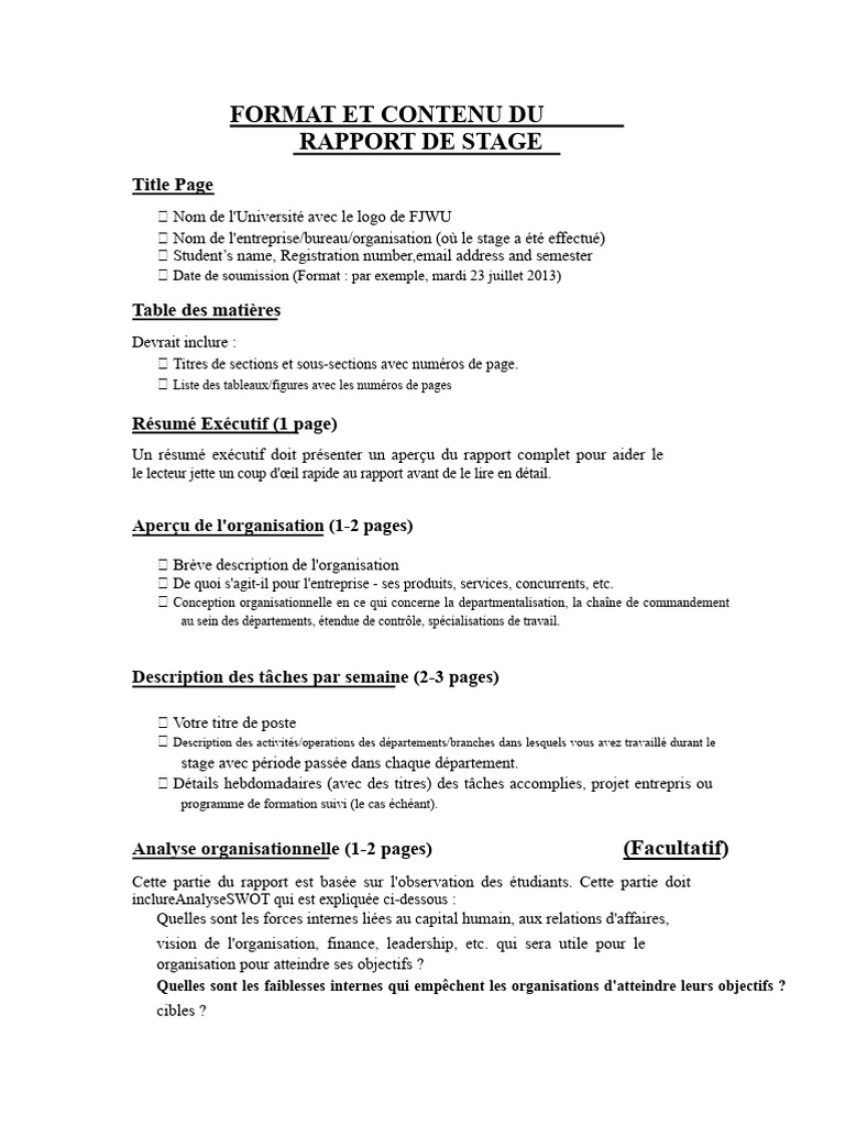 Guide de Rédaction du Rapport de Stage | PDF | Expérience