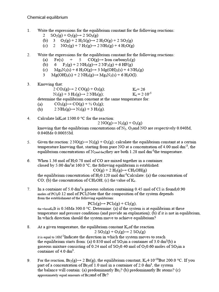 Balance Exercises | PDF | Acid | Chemical Equilibrium