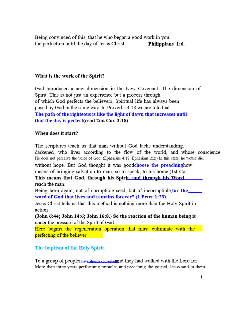 The Work of The Holy Spirit 1 | PDF | Baptism | Baptism With The Holy ...