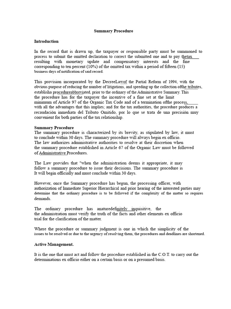 Summary Procedure | PDF | Summary Judgment | Taxes