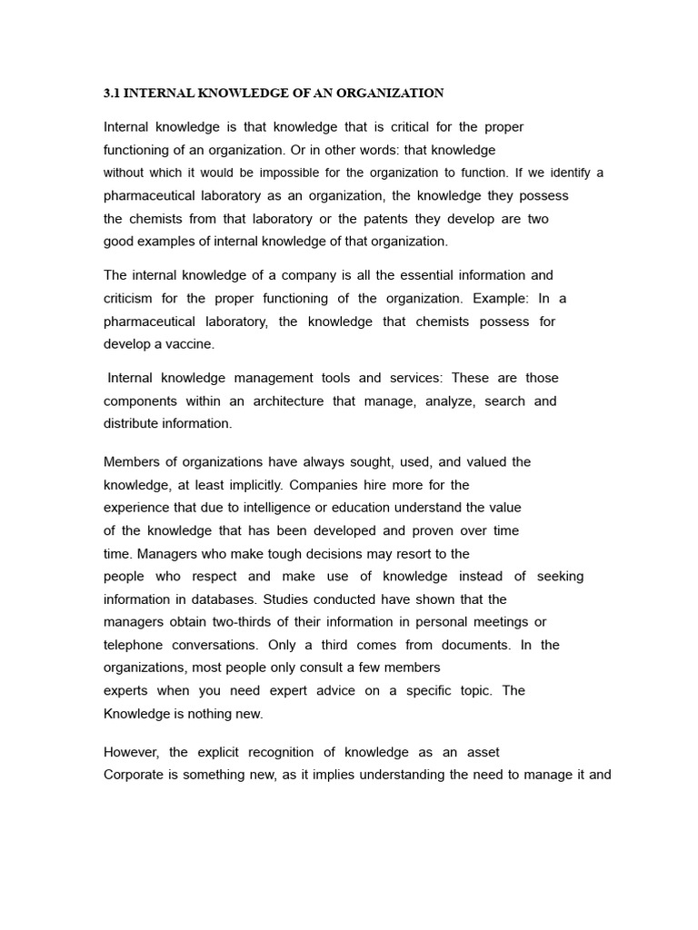 Internal and External Knowledge of An Organization | PDF | Knowledge ...
