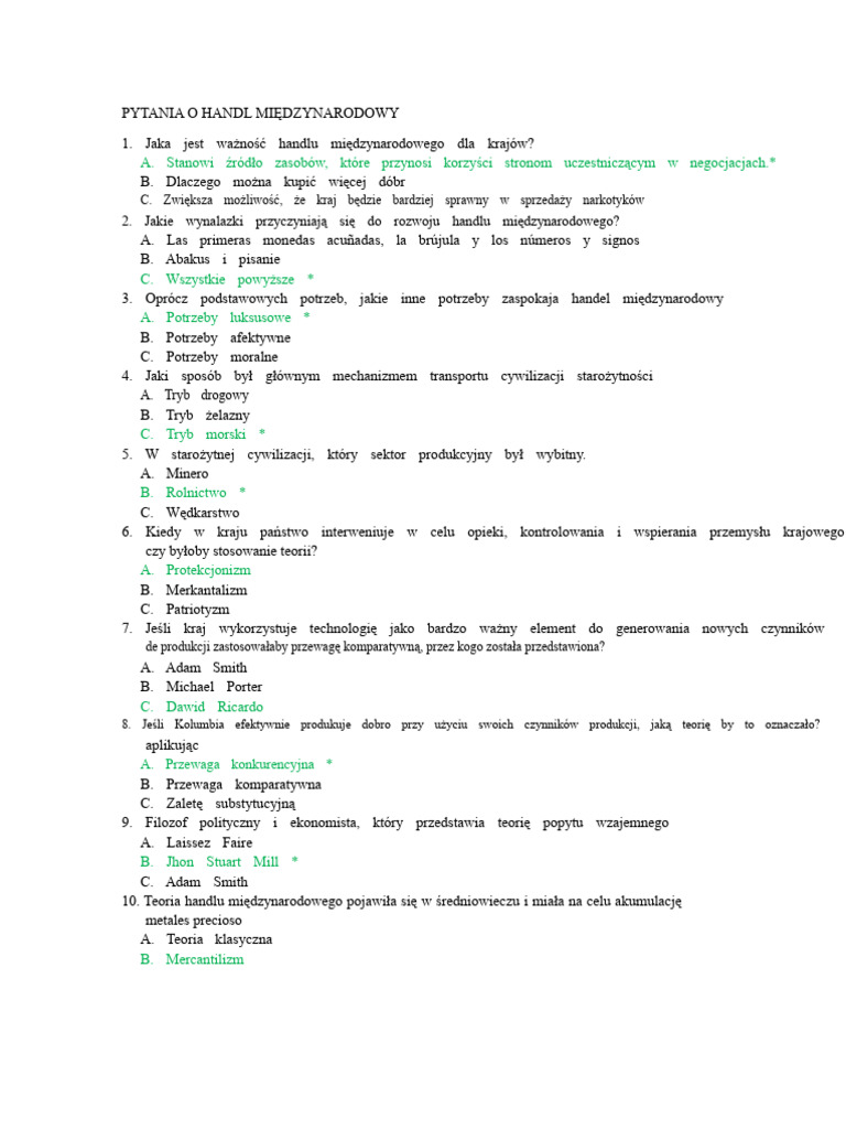 Handel Międzynarodowy - Rozwiązany Warsztat | PDF