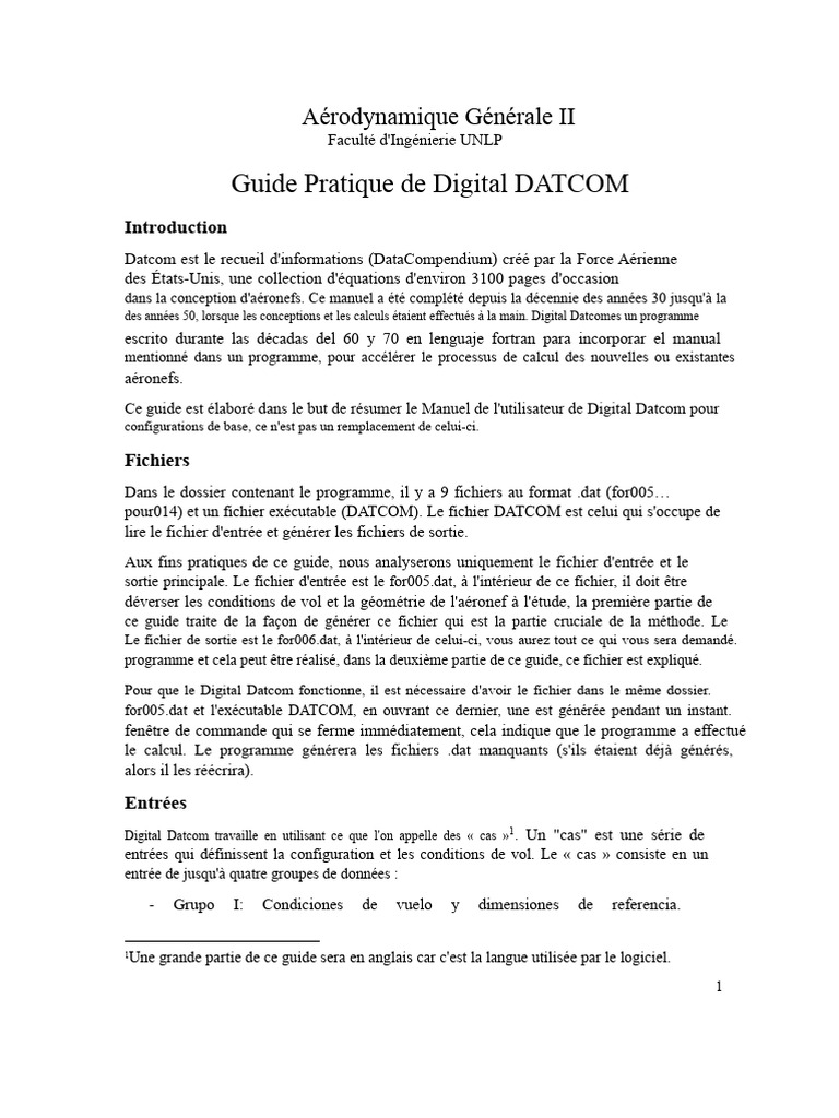 Guide Pratique de Digital DATCOM | PDF | Fichier informatique