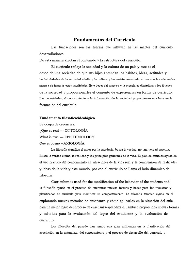 Fundamentos del Currículo Educativo | PDF | Plan de estudios | Enseñando
