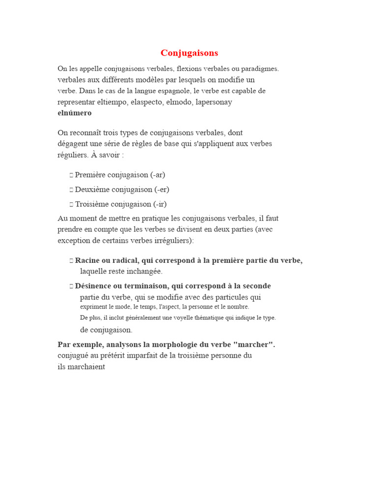 Guide des conjugaisons verbales en espagnol | PDF | Verbe | Conjugaison