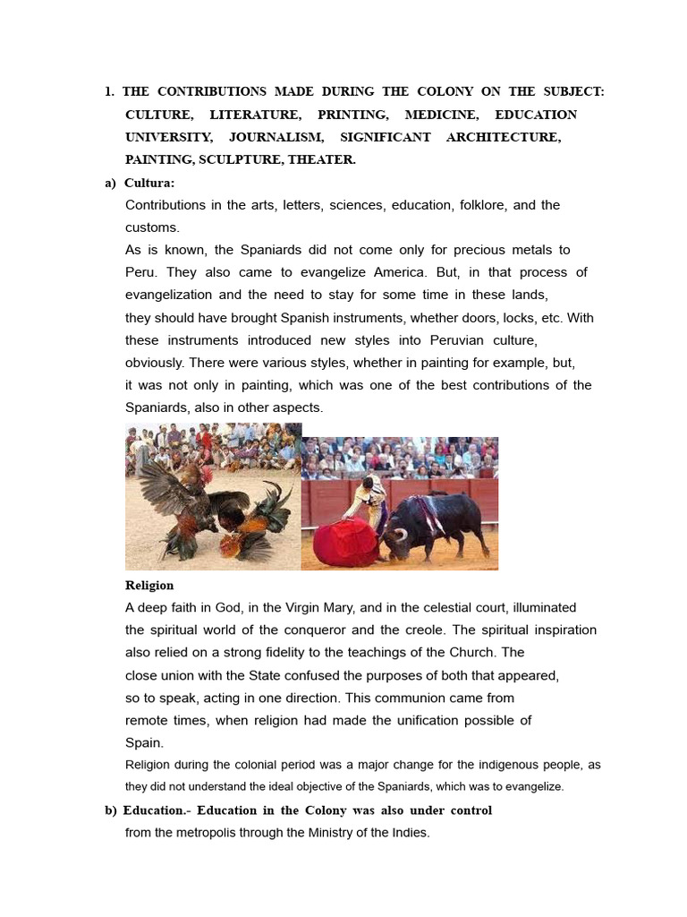Colonial Contributions to Peruvian Culture | PDF | Baroque | Peru