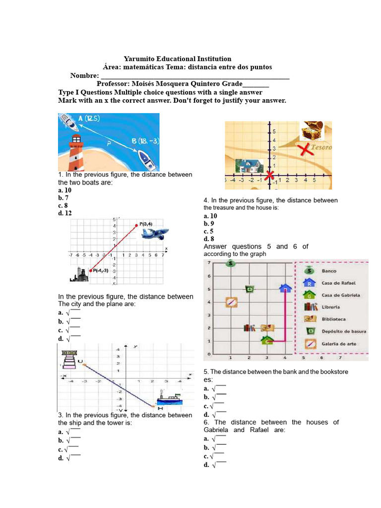 Distance Between Points in Math | PDF