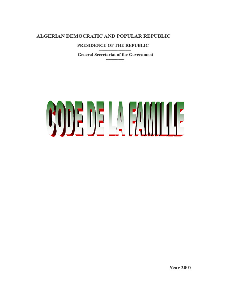 Algerian Family Code Overview 2007 | PDF | Marriage | Divorce