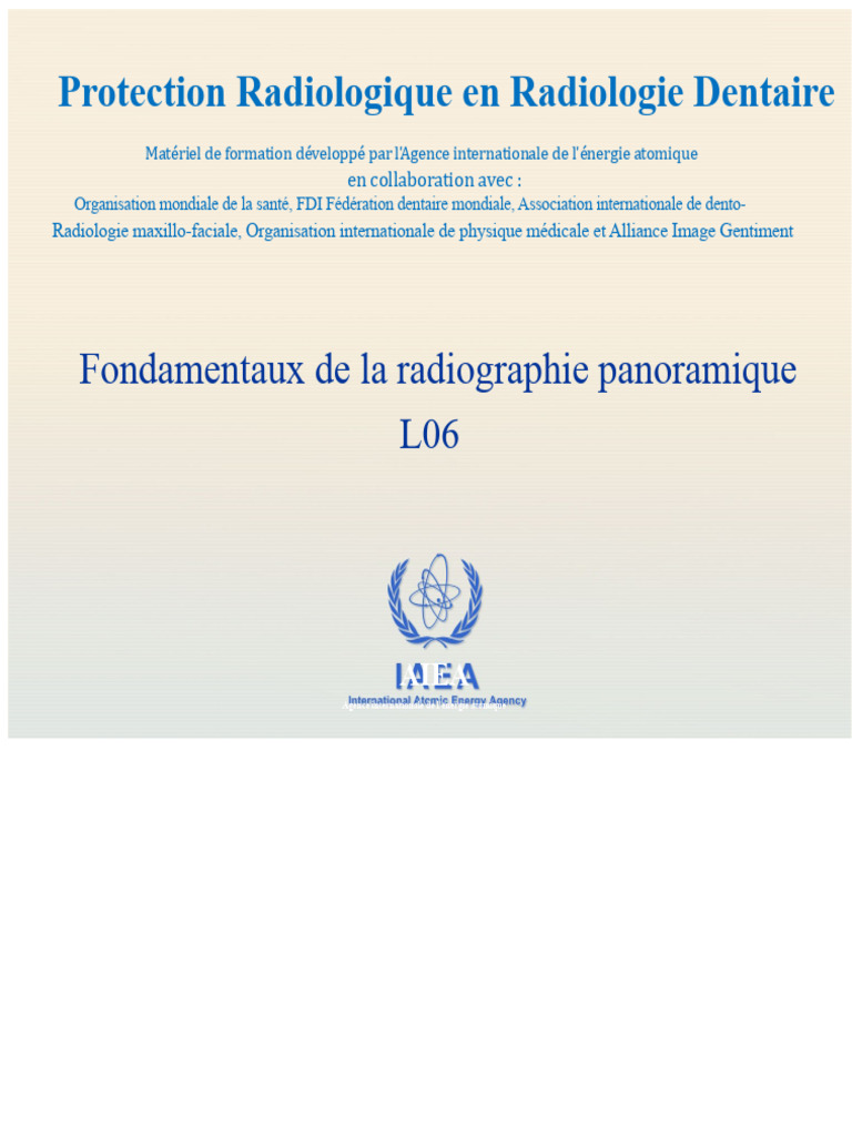 Protection Radiologique en Radiologie Dentaire | PDF | Radiographie ...