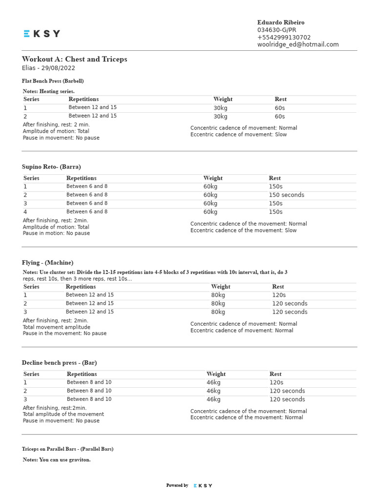 Chest and Triceps Workout Plan | PDF | Weight Training | Physical Fitness