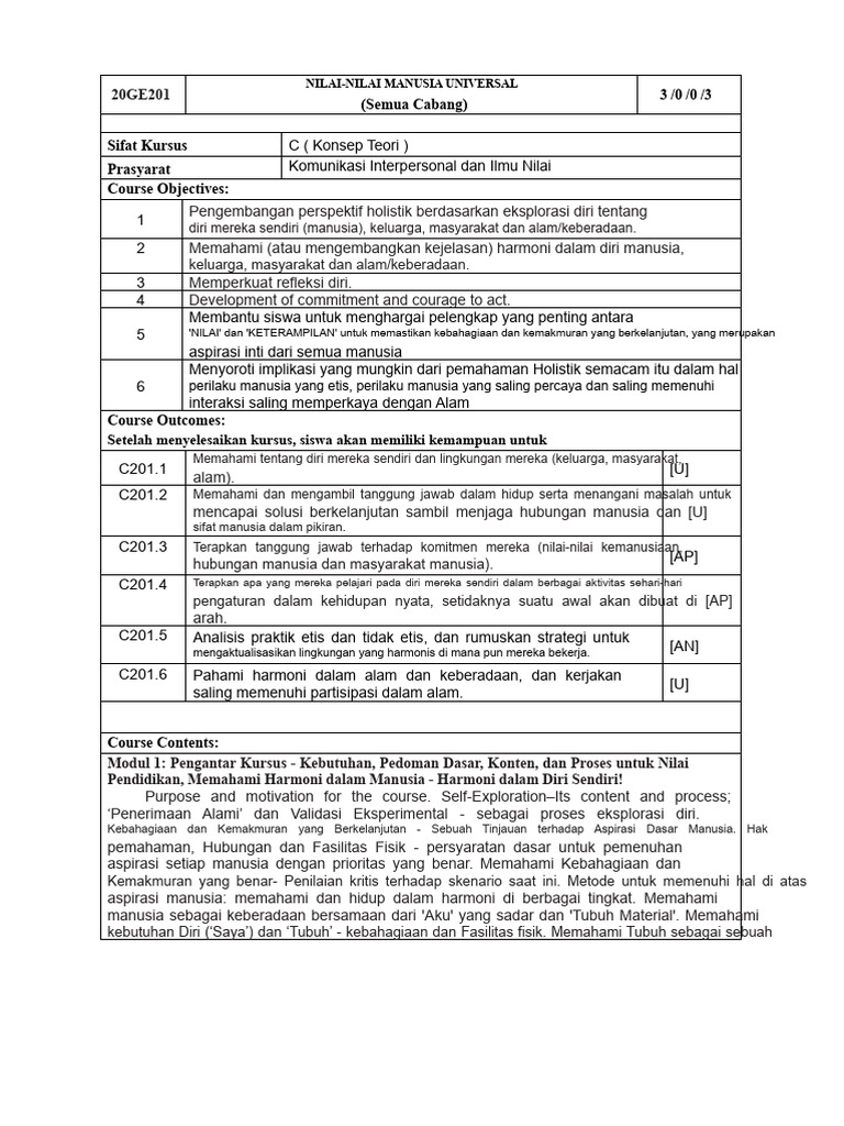 Silabus UHV | PDF