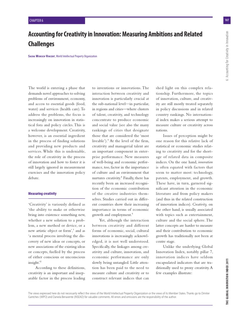 Accounting for creativity in innovation: measuring ambitions and ...