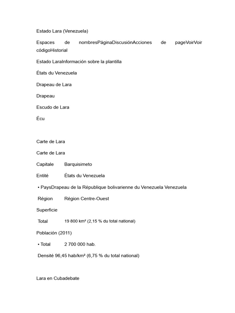 État de Lara : Informations et caractéristiques | PDF