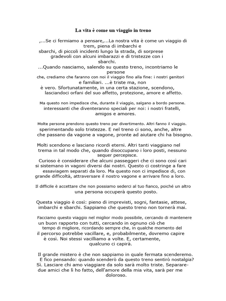 La Vita È Come Un Viaggio in Treno. | PDF