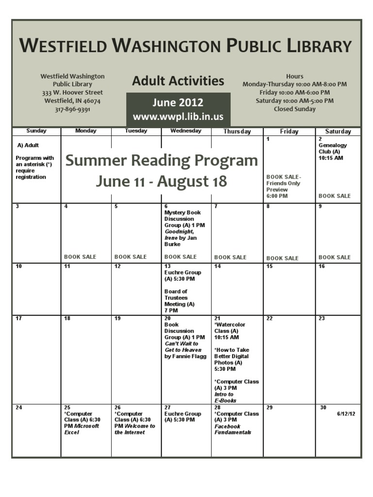 June 2012 Calendar PDF