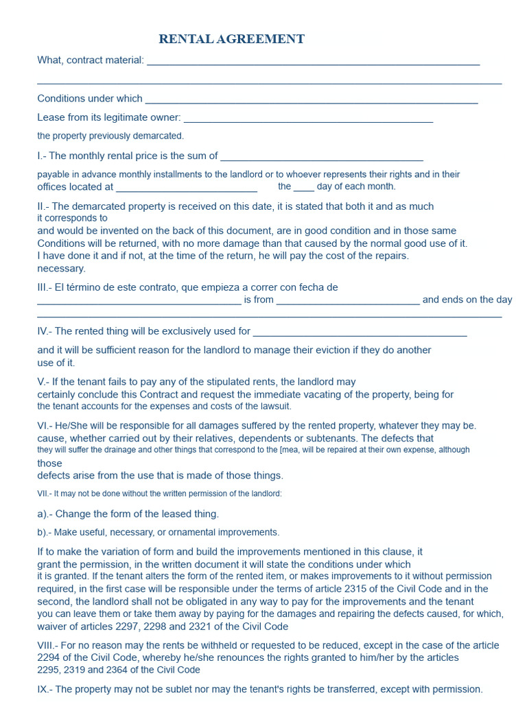 Rental Agreement Template Document | PDF | Lease | Landlord
