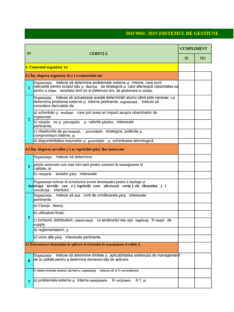 Check List Iso 9001-2015 | PDF