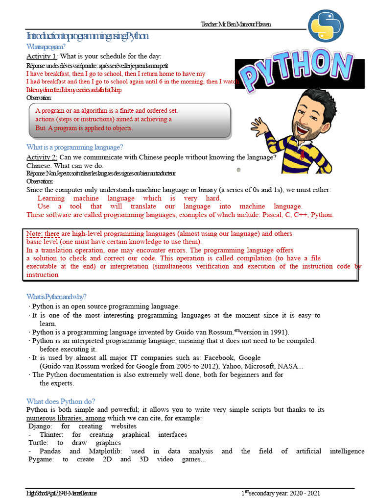 Python Turtle Tp1 V Hassen 2020 - 2021 Corrected | PDF | Computer ...