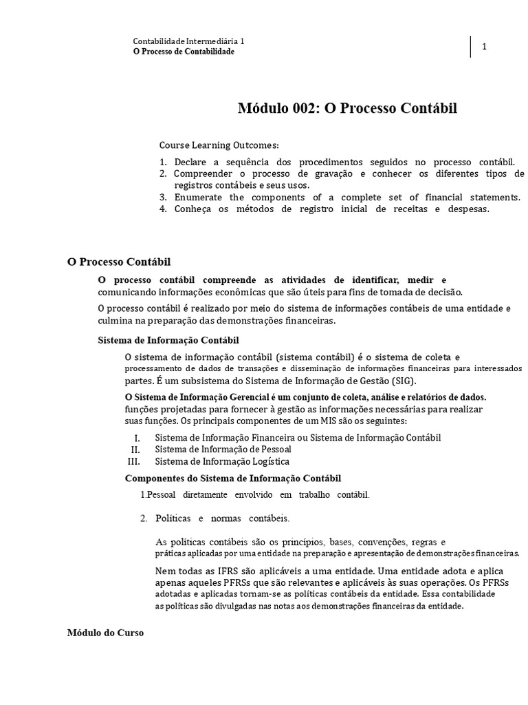 Processo Contábil e Ciclo Contábil | PDF | Contabilidade | Dinheiro