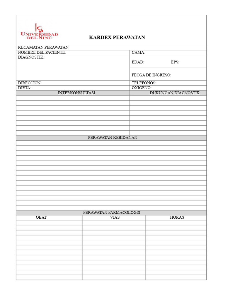 Kardex Perawatan Pasien Lengkap | PDF