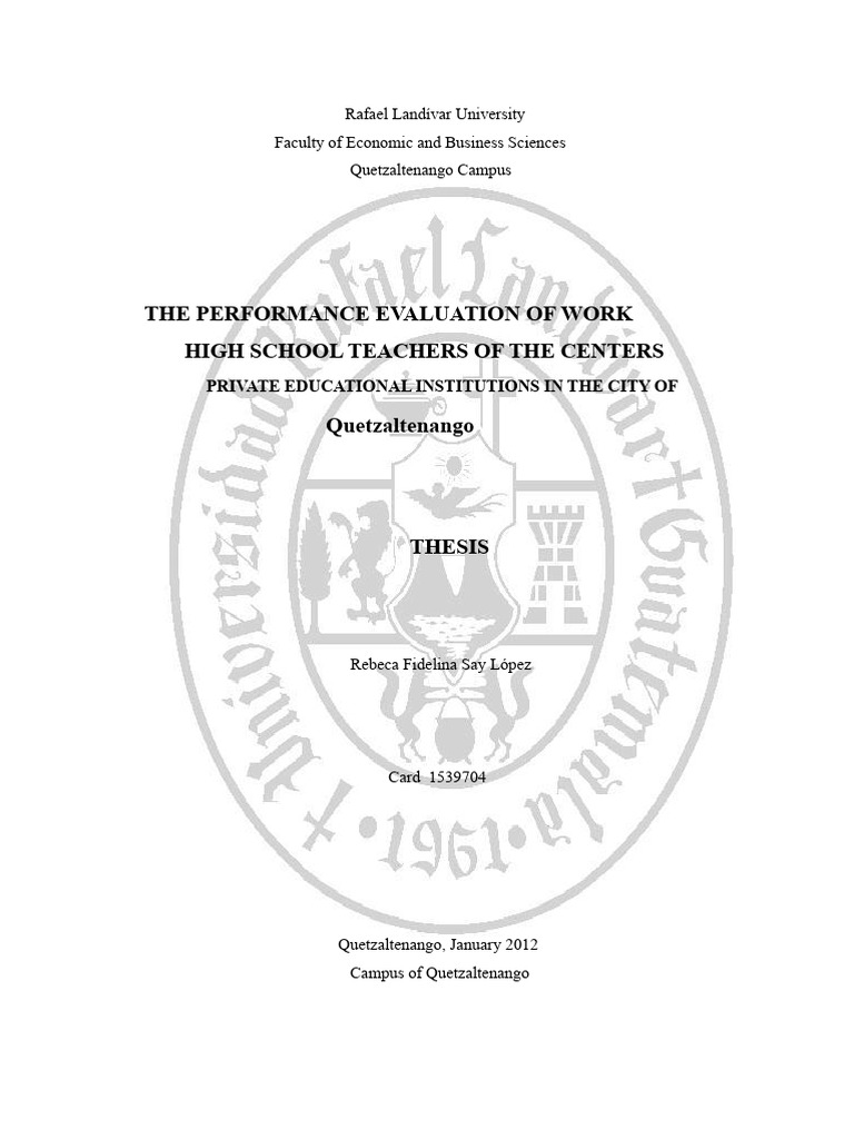 Teacher Performance Evaluation in Quetzaltenango | PDF | Performance ...