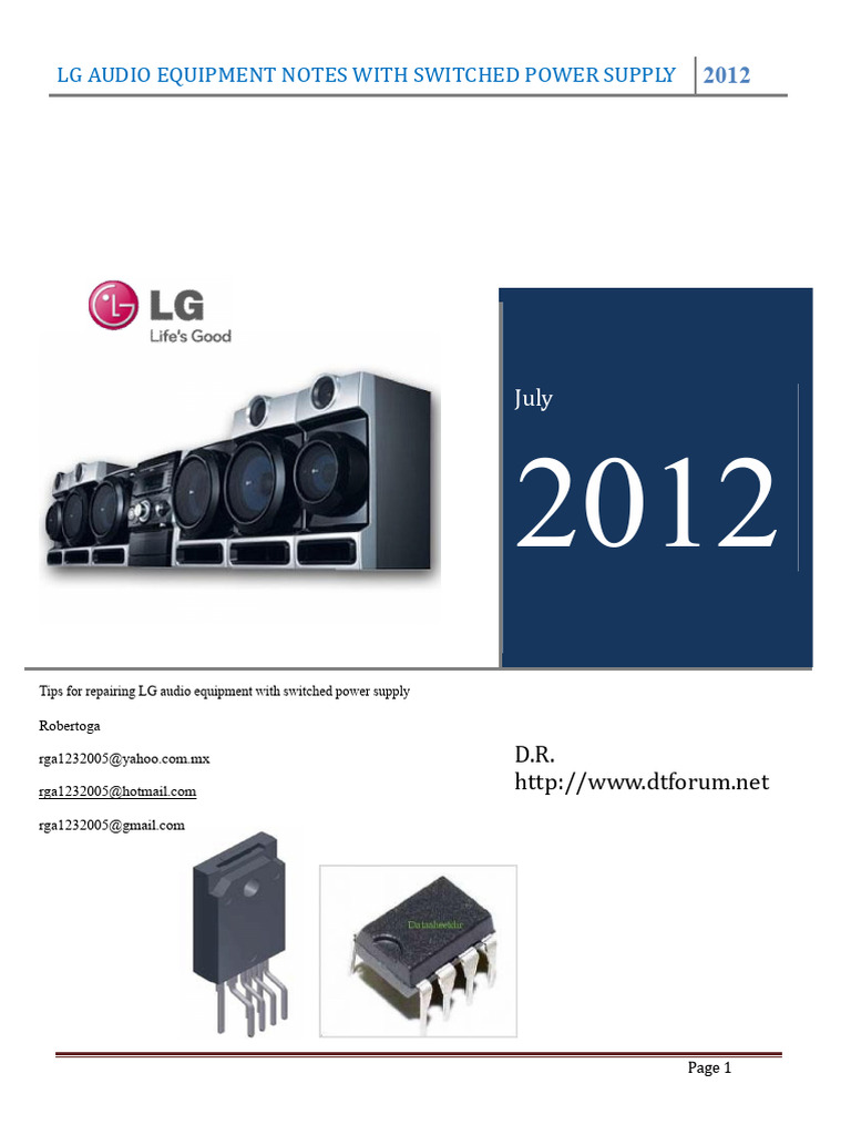 LG Audio Equipment Notes With Switching Power Supply | PDF | Power ...