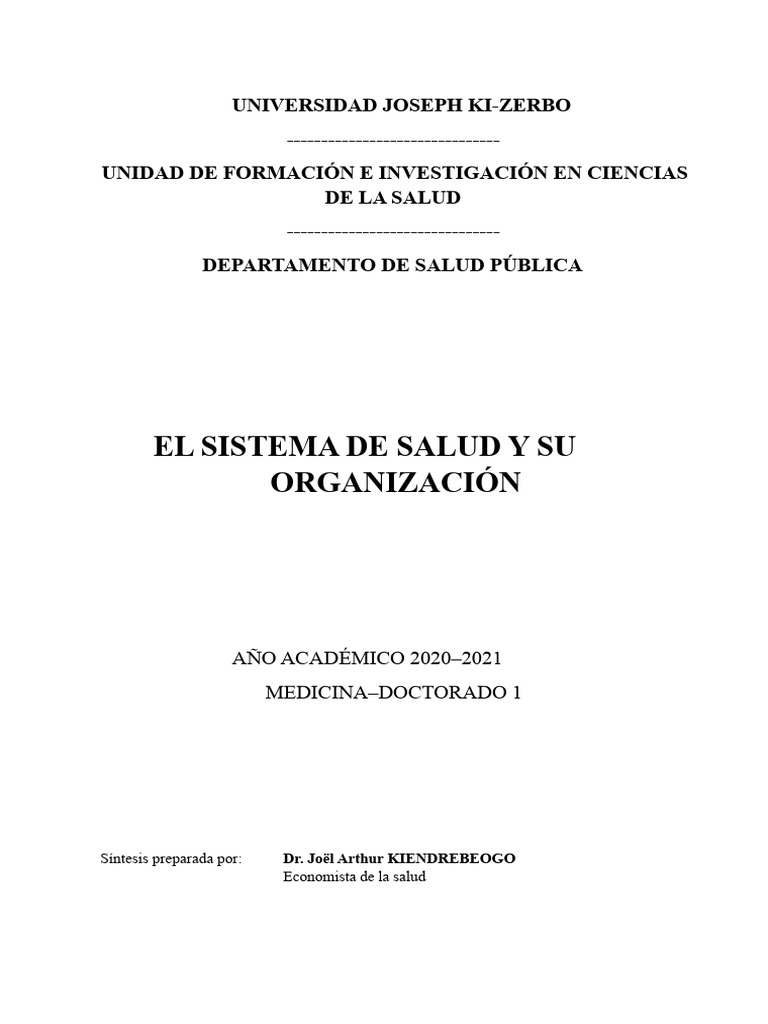Organización del Sistema de Salud en Burkina Faso | PDF | Cuidado de la ...