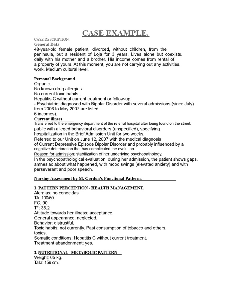 Bipolar Disorder Case Study Analysis | PDF | Mental Disorder | Bipolar ...