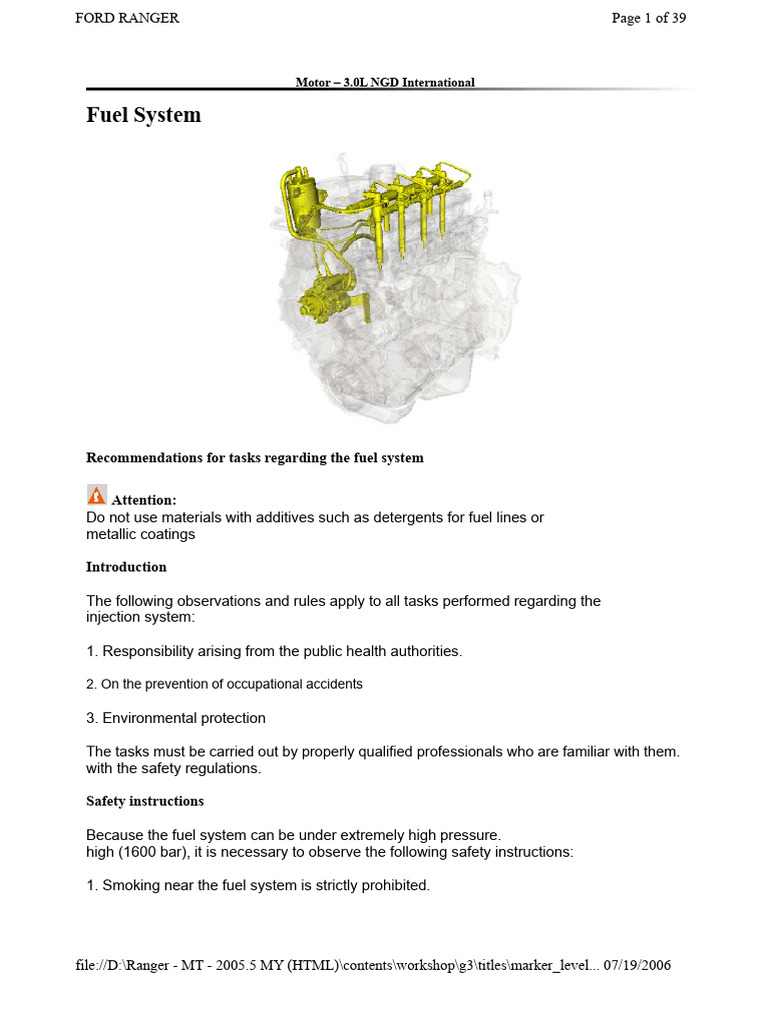 Ranger 3.0 CR Fuel System Part1 PDF | PDF | Screw | Pump