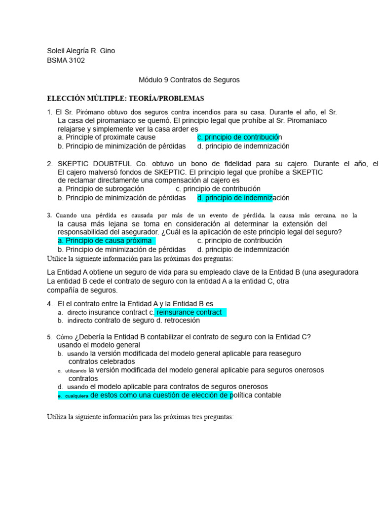 Módulo 9 Contratos de Seguro | PDF | Seguro | Reaseguro