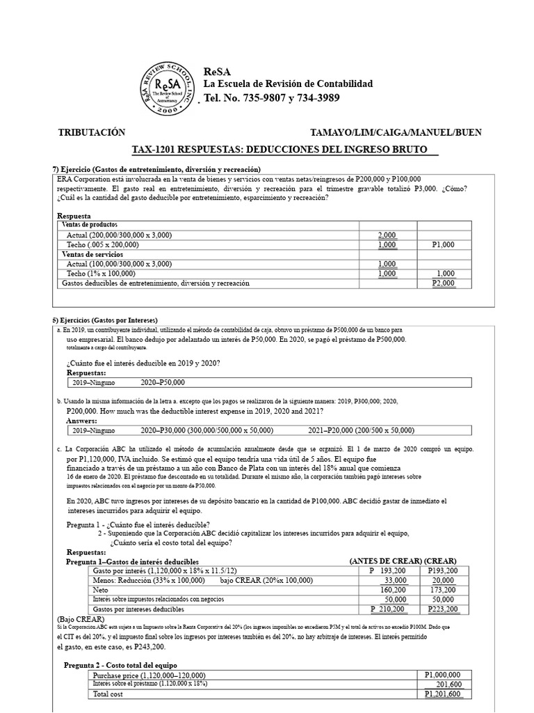 Deducciones Fiscales en Contabilidad | PDF | Contabilidad | Interés